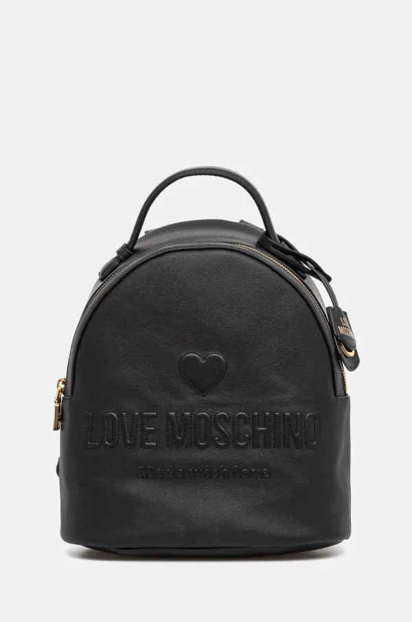 Love Moschino Kožni ruksak Love Moschino za žene, boja: crna, mali, s aplikacijom, JC4116PP1