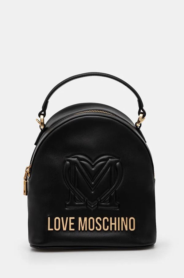 Love Moschino Kožni ruksak Love Moschino za žene, boja: crna, mali, s aplikacijom, JC4361PP0L