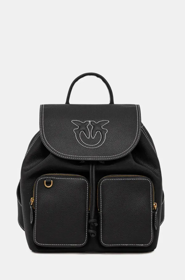 Pinko Kožni ruksak Pinko za žene, boja: crna, mali, bez uzorka, 104351 A1LF