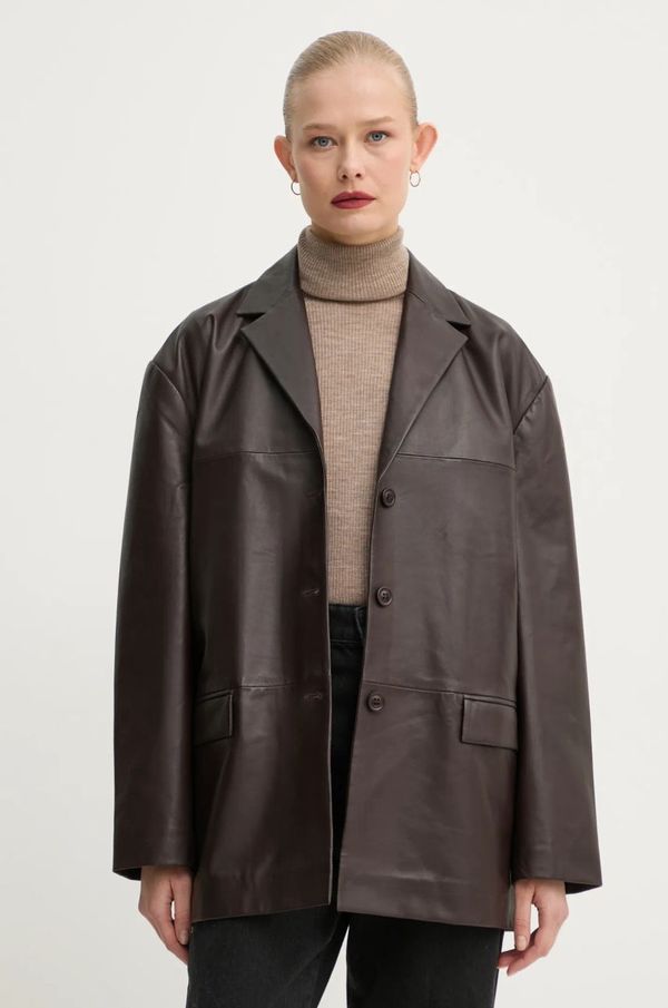 2NDDAY Kožni sako 2NDDAY Harrison boja: smeđa, oversize, bez uzorka, 2251515672