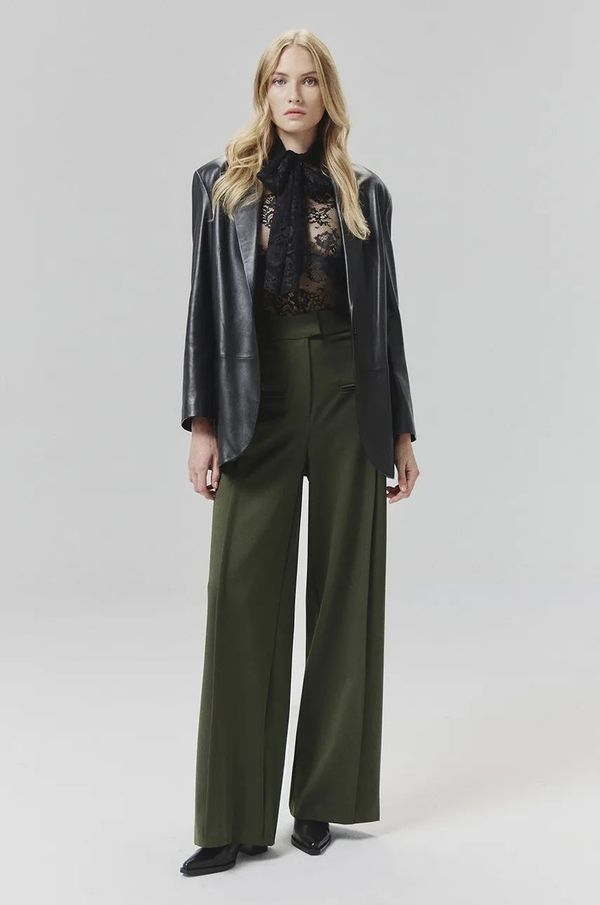 Answear Lab Kožni sako Answear Lab boja: crna, jednoredno zakopčavanje, bez uzorka