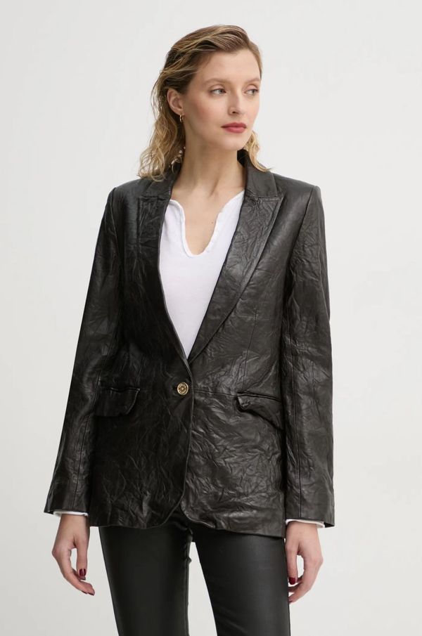 Zadig&Voltaire Kožni sako ZADIG&VOLTAIRE boja: smeđa, jednoredno zakopčavanje, bez uzorka, RWBL00059