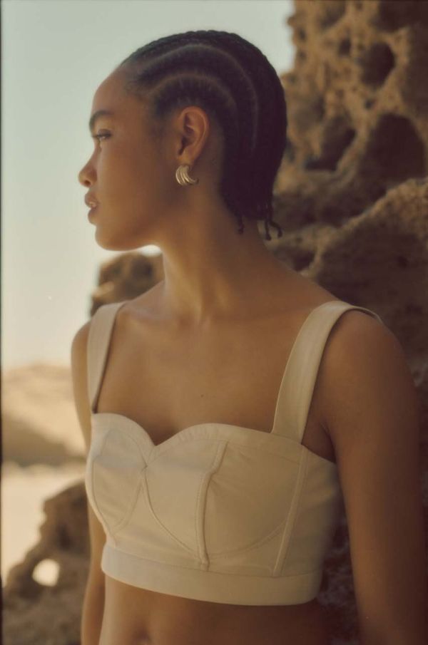 Answear Lab Kožni top Answear Lab boja: bijela, bez uzorka