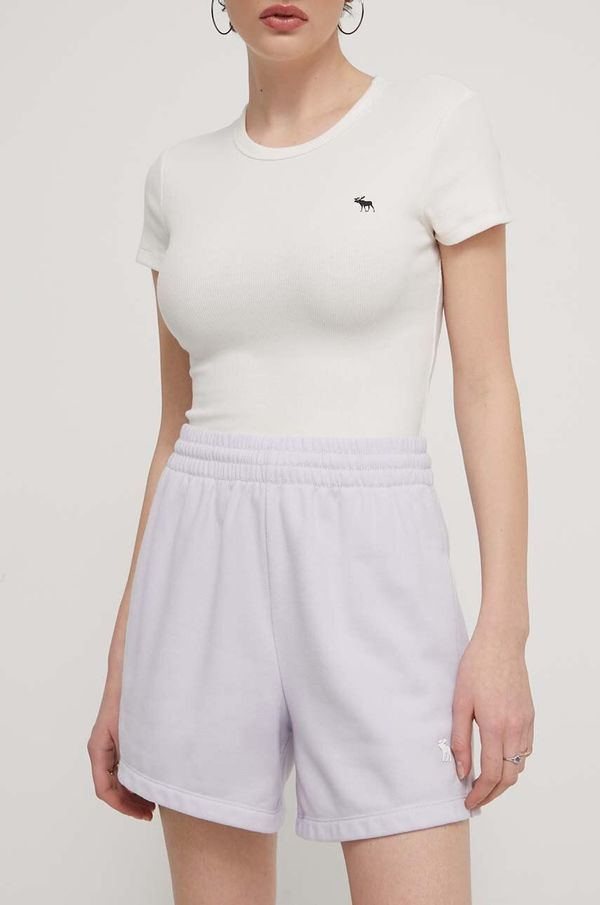 Abercrombie & Fitch Kratke hlače Abercrombie & Fitch za žene, boja: ljubičasta, bez uzorka, visoki struk