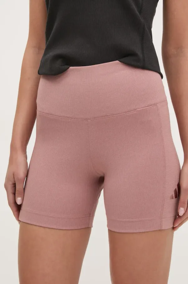 adidas Kratke hlače adidas ALL SZN RIB za žene, boja: ružičasta, bez uzorka, visoki struk, JJ1232