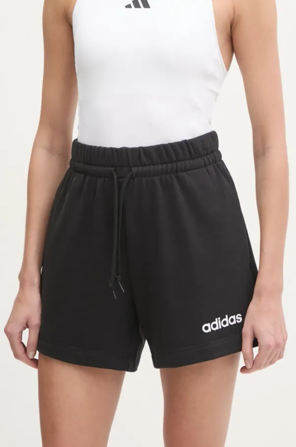 adidas Kratke hlače adidas Essentials Linear za žene, boja: crna, bez uzorka, srednje visoki struk, JG8639