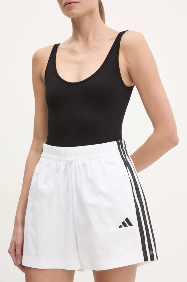adidas Kratke hlače adidas Essentials za žene, boja: bijela, s uzorkom, visoki struk, JE1310