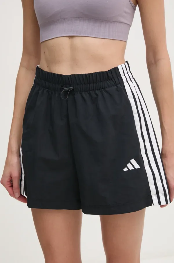 adidas Kratke hlače adidas Essentials za žene, boja: crna, s uzorkom, visoki struk, JE1309