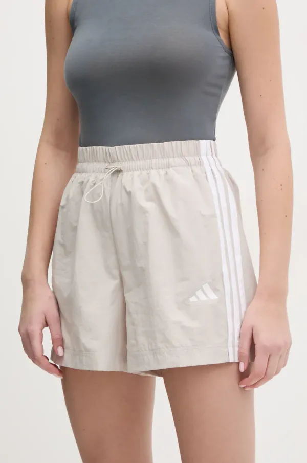 adidas Kratke hlače adidas Essentials za žene, boja: siva, s aplikacijom, visoki struk, JC8165