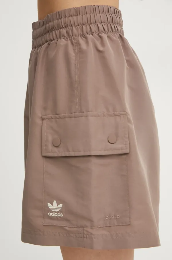 adidas Originals Kratke hlače adidas Originals Essential za žene, boja: smeđa, bez uzorka, visoki struk, JD0790