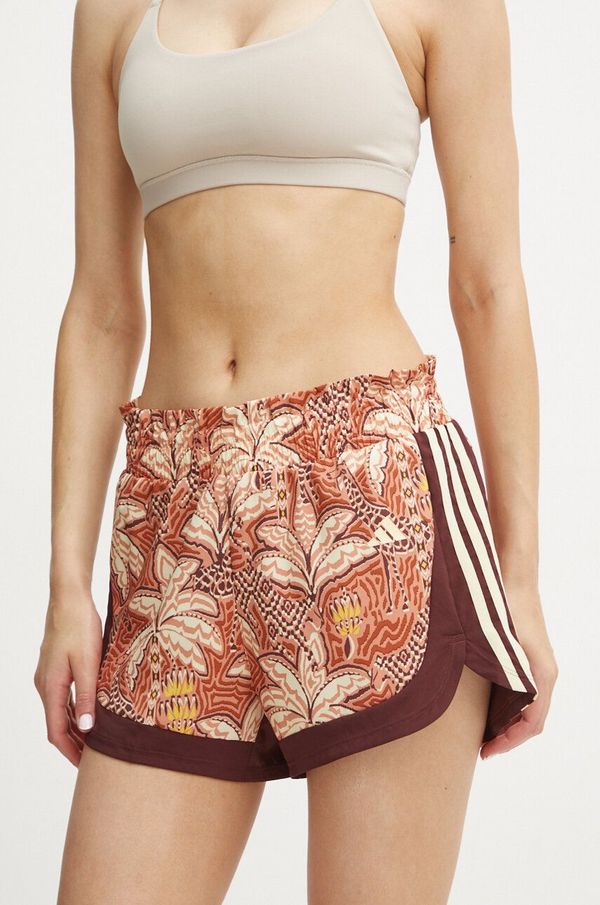 adidas Performance Kratke hlače adidas Performance x FARM Rio za žene, boja: bež, s uzorkom, visoki struk, IV9753