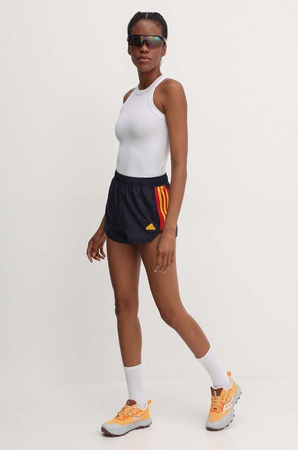 adidas Kratke hlače adidas Tiro za žene, boja: tamno plava, s aplikacijom, visoki struk, IZ2079