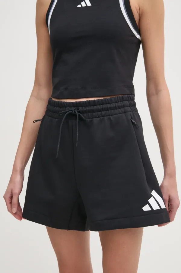 adidas Kratke hlače adidas Z.N.E. za žene, boja: crna, s tiskom, visoki struk, JC5395