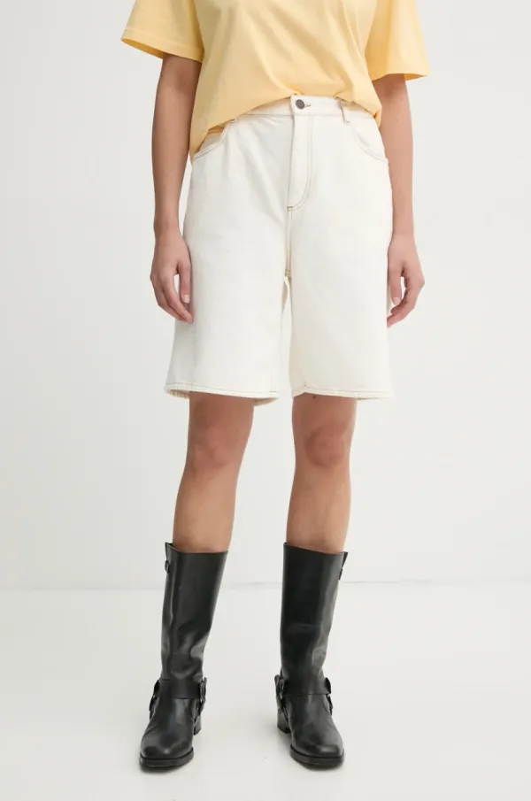 American Vintage Kratke hlače American Vintage za žene, boja: bež, bez uzorka, visoki struk, JOZ09AE25