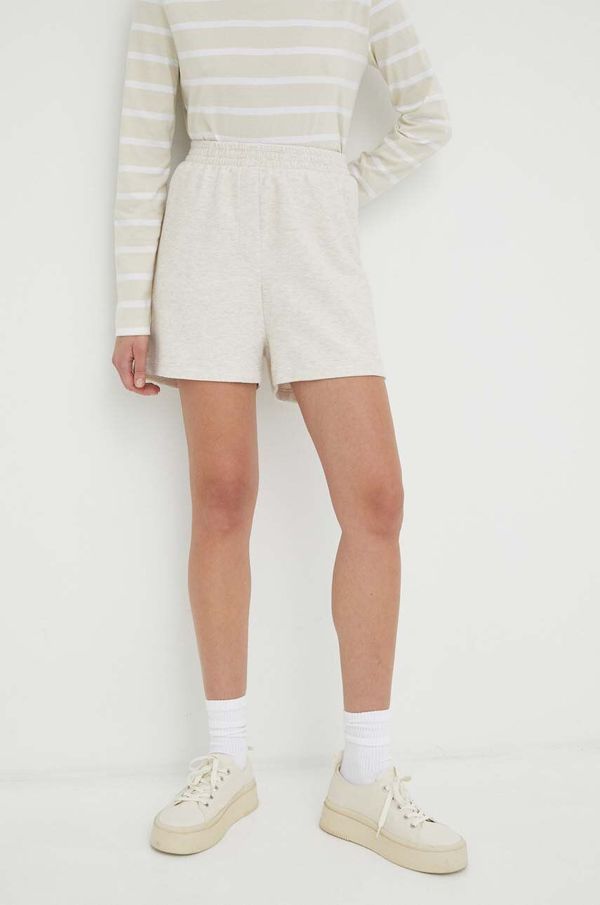 American Vintage Kratke hlače American Vintage za žene, boja: bež, glatki materijal, visoki struk