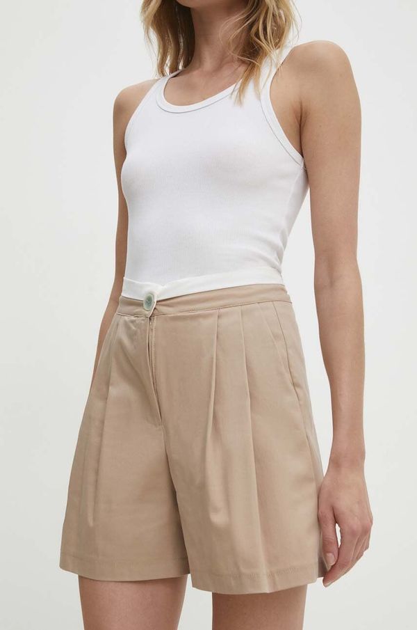 Answear Lab Kratke hlače Answear Lab za žene, boja: bež, bez uzorka, visoki struk