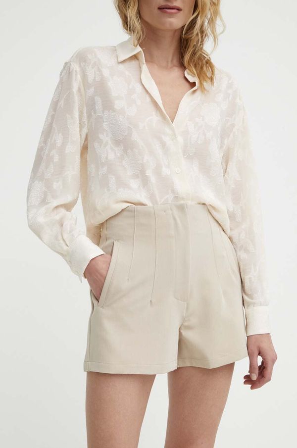 Answear Lab Kratke hlače Answear Lab za žene, boja: bež, bez uzorka, visoki struk