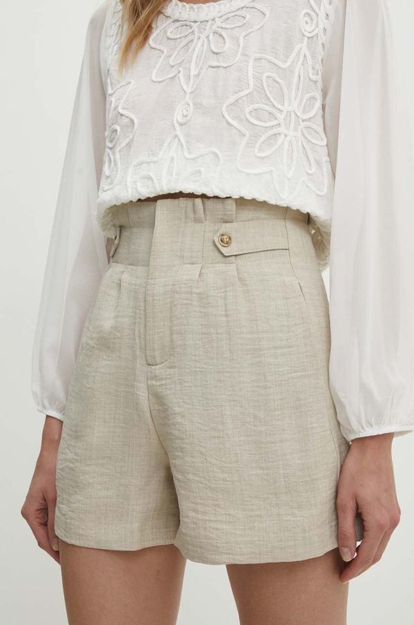 Answear Lab Kratke hlače Answear Lab za žene, boja: bež, bez uzorka, visoki struk