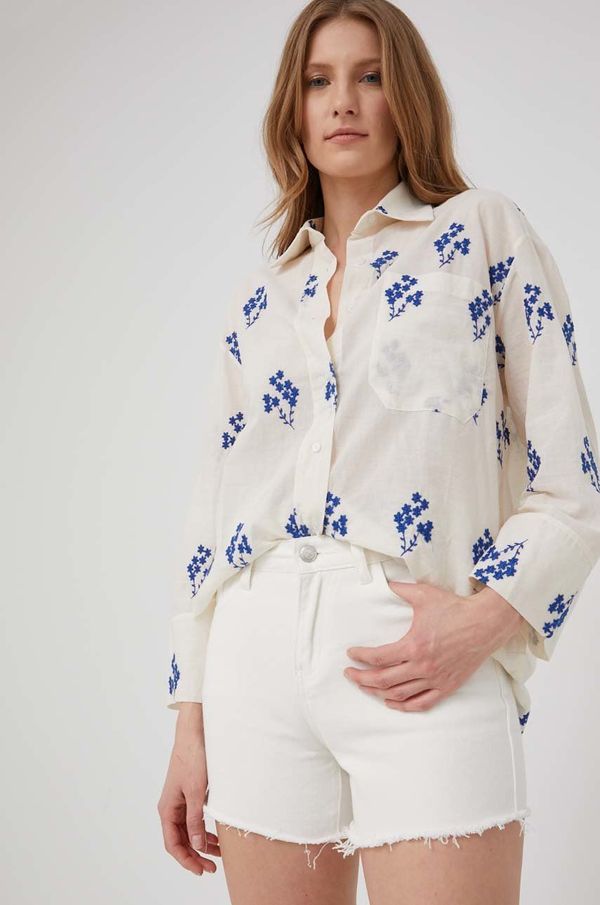 Answear Lab Kratke hlače Answear Lab za žene, boja: bijela, glatki materijal, visoki struk