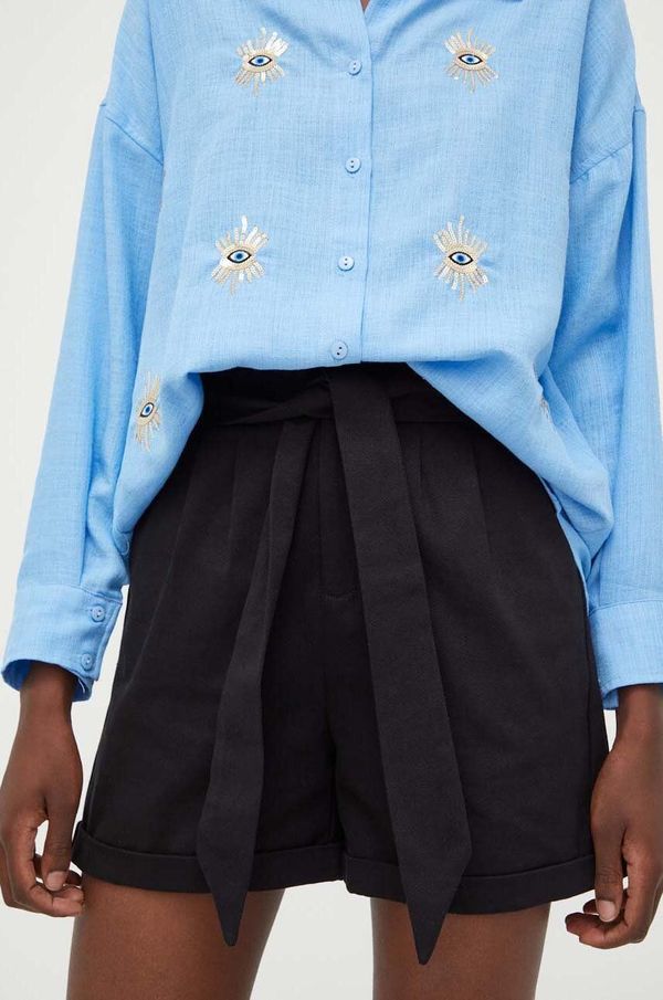 Answear Lab Kratke hlače Answear Lab za žene, boja: crna, glatki materijal, visoki struk