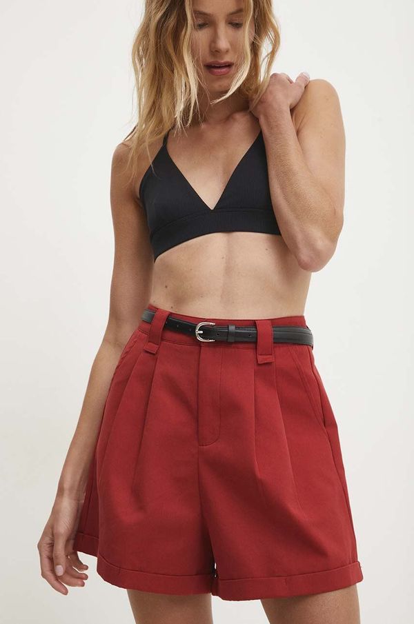 Answear Lab Kratke hlače Answear Lab za žene, boja: crvena, bez uzorka, visoki struk