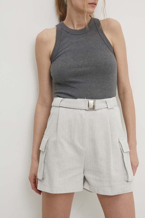 Answear Lab Kratke hlače Answear Lab za žene, boja: siva, bez uzorka, visoki struk