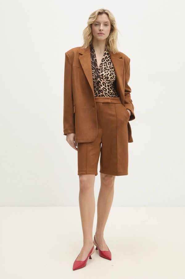 Answear Lab Kratke hlače Answear Lab za žene, boja: smeđa, bez uzorka, visoki struk