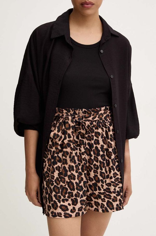 Answear Lab Kratke hlače Answear Lab za žene, boja: smeđa, s uzorkom, visoki struk