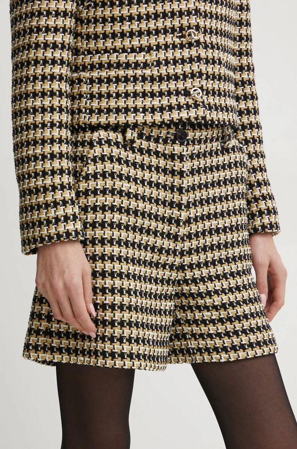 Boss Kratke hlače BOSS za žene, boja: crna, s uzorkom, visoki struk, 50535205