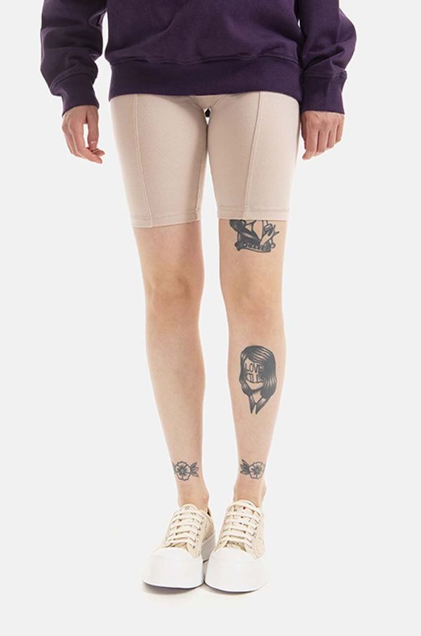 Champion Kratke hlače Champion za žene, boja: bež, glatki materijal, visoki struk, 115145-MS049