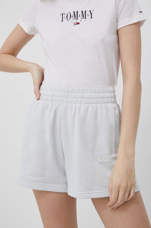 Champion Kratke hlače Champion za žene, boja: siva, s aplikacijom, visoki struk