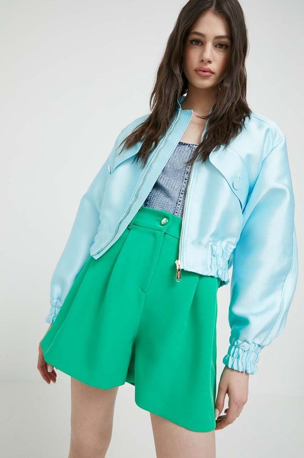 Chiara Ferragni Kratke hlače Chiara Ferragni za žene, boja: zelena, glatki materijal, visoki struk