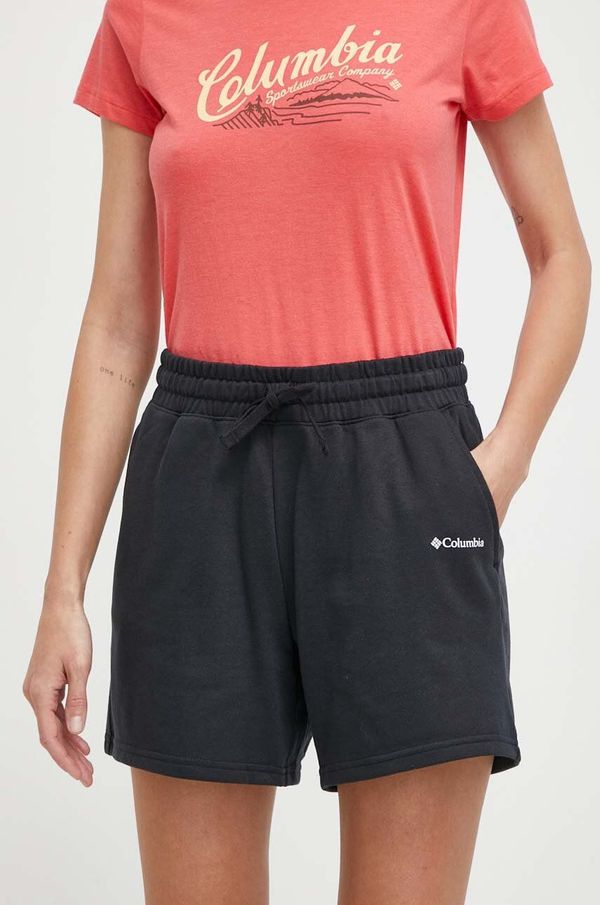 Columbia Kratke hlače Columbia Trek za žene, boja: crna, s tiskom, visoki struk