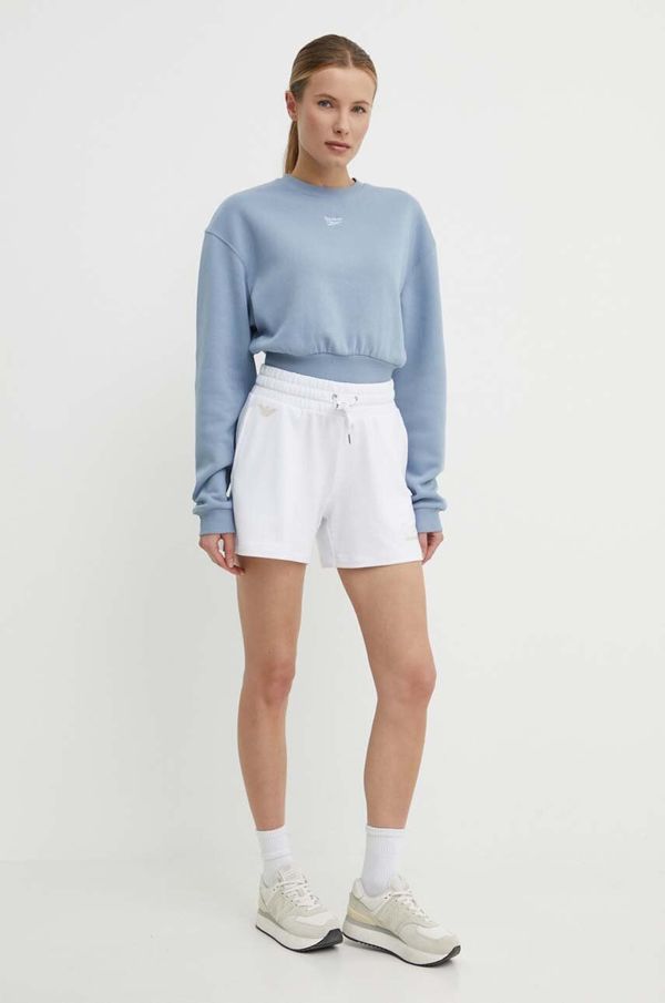 EA7 Emporio Armani Kratke hlače EA7 Emporio Armani za žene, boja: bijela, bez uzorka, visoki struk