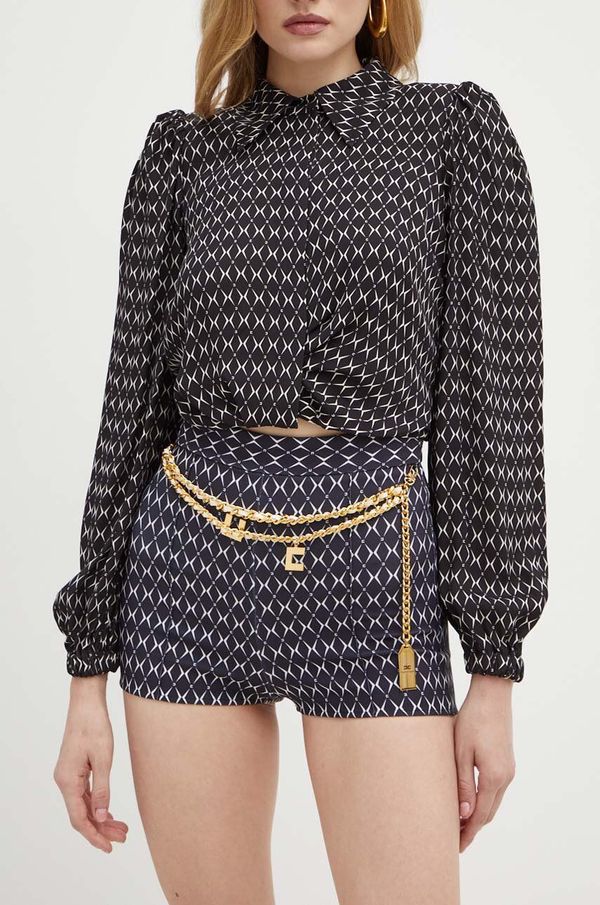 Elisabetta Franchi Kratke hlače Elisabetta Franchi za žene, boja: crna, s uzorkom, visoki struk, SHS0146E2