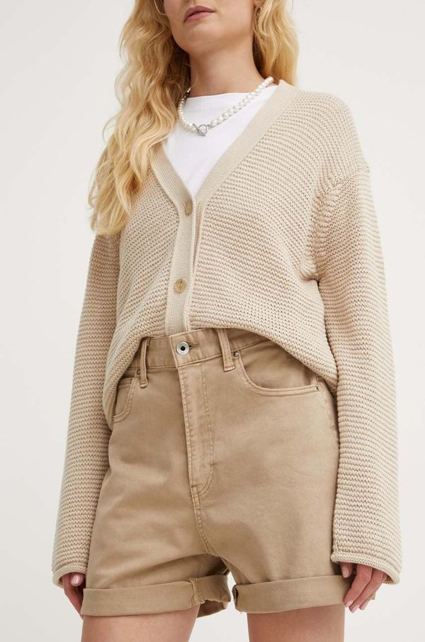 G-Star Raw Kratke hlače G-Star Raw za žene, boja: bež, bez uzorka, visoki struk, D24612-C106