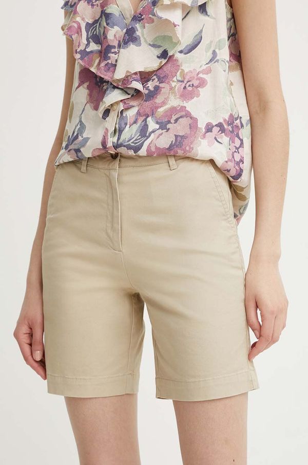 Gant Kratke hlače Gant za žene, boja: bež, bez uzorka, srednje visoki struk, 4020078
