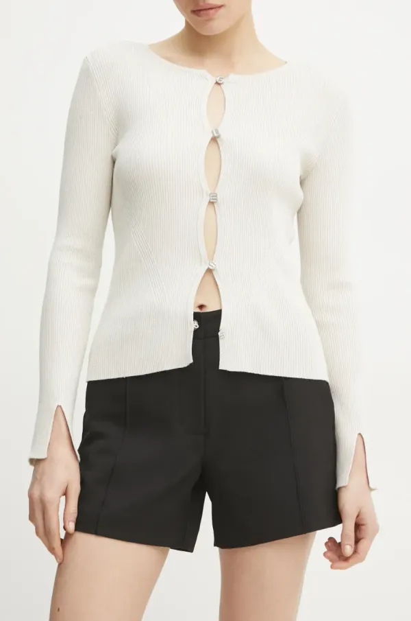 Guess Kratke hlače Guess CORALISE za žene, boja: crna, bez uzorka, visoki struk, W5RD12 WGX02