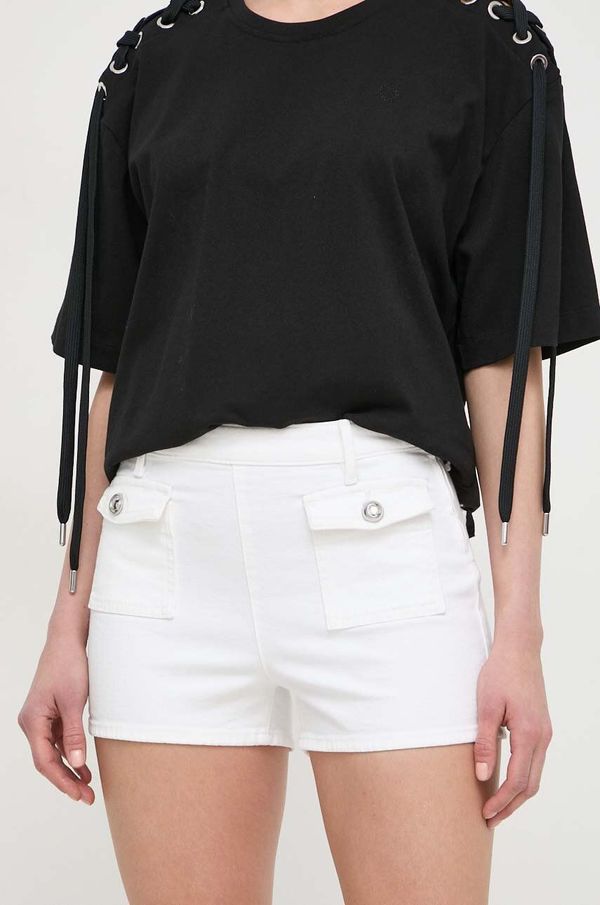 Guess Kratke hlače Guess za žene, boja: bijela, bez uzorka, visoki struk