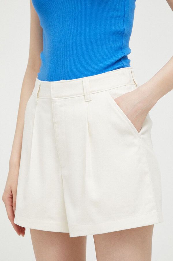 Hollister Co. Kratke hlače Hollister Co. za žene, boja: bež, glatki materijal, visoki struk