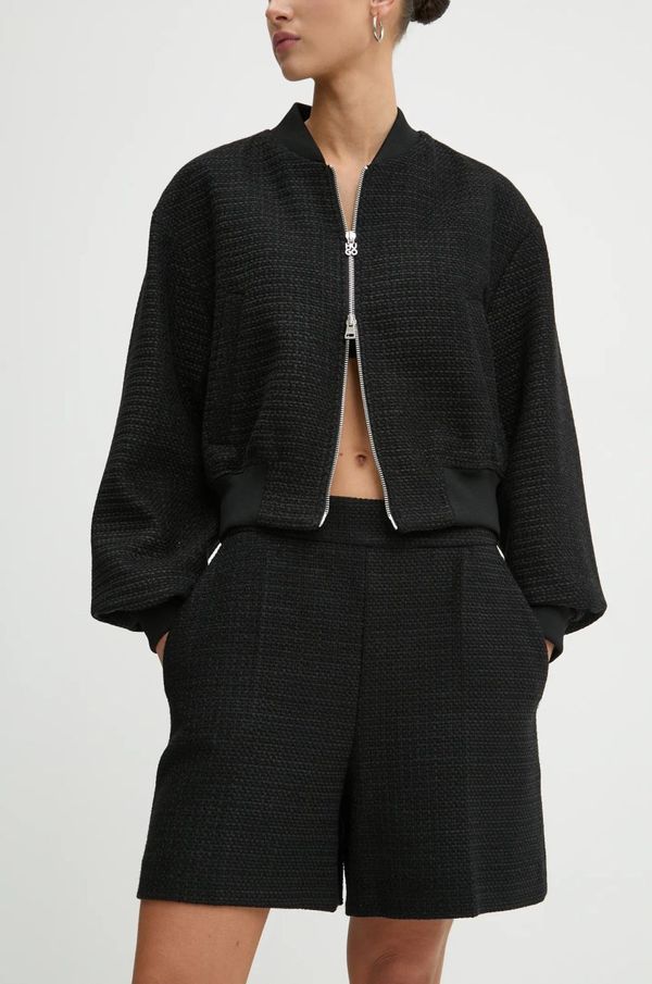 Hugo Kratke hlače HUGO za žene, boja: crna, bez uzorka, visoki struk, 50530416