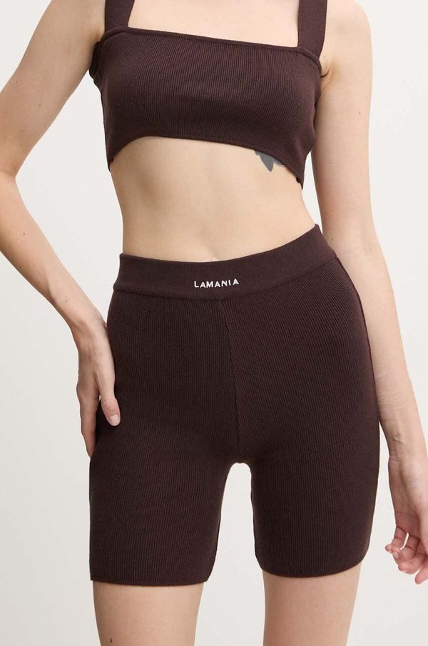 La Mania Kratke hlače La Mania za žene, boja: smeđa, bez uzorka, visoki struk, ENDING