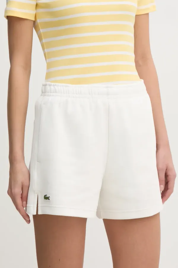 Lacoste Kratke hlače Lacoste za žene, boja: bijela, bez uzorka, visoki struk, GF9606