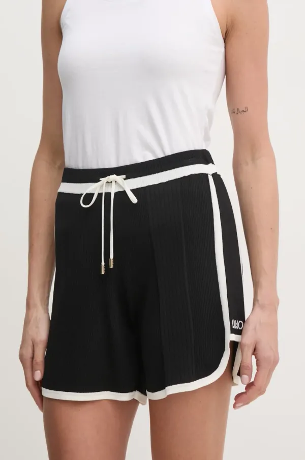 Liu Jo Kratke hlače Liu Jo za žene, boja: crna, bez uzorka, visoki struk, TA5095 MS022