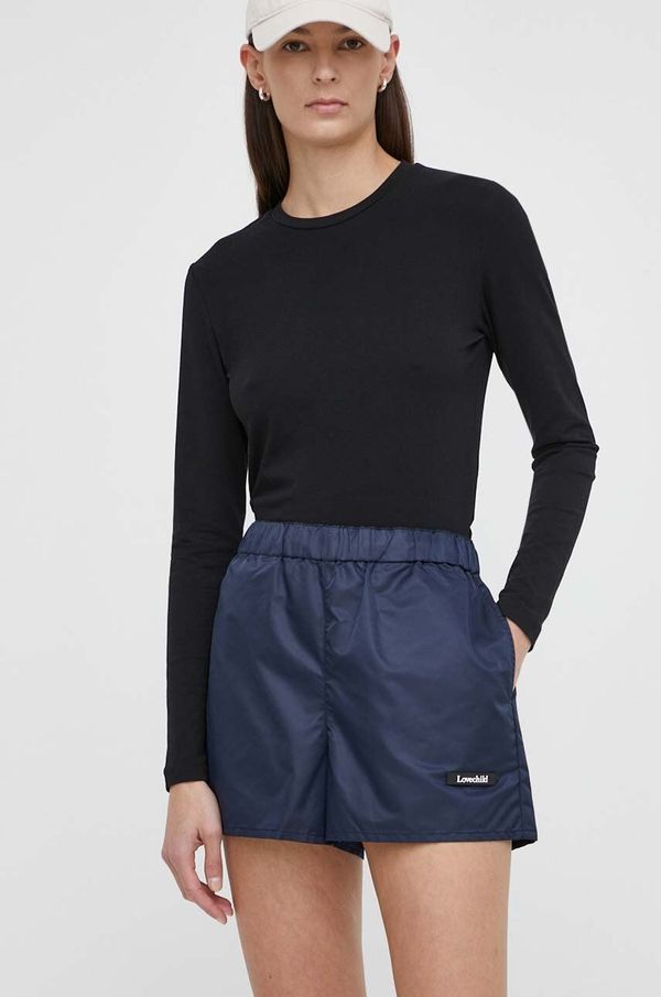 Lovechild Kratke hlače Lovechild za žene, boja: tamno plava, bez uzorka, visoki struk, 24-2-553-2006