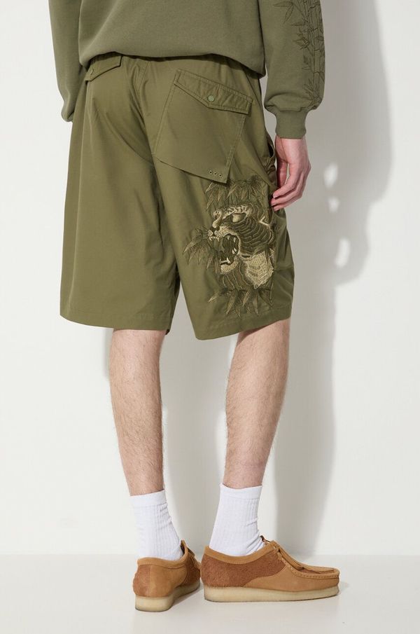 Maharishi Kratke hlače Maharishi Maha Tiger Loose Snoshorts za muškarce, boja: zelena, 5099.OLIVE