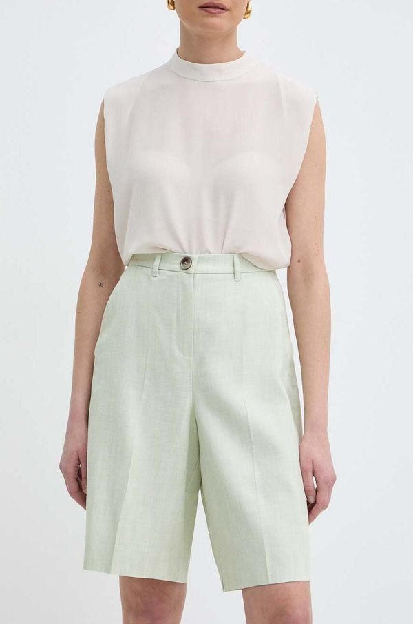 Marella Kratke hlače Marella za žene, boja: zelena, bez uzorka, visoki struk, 2413141011200