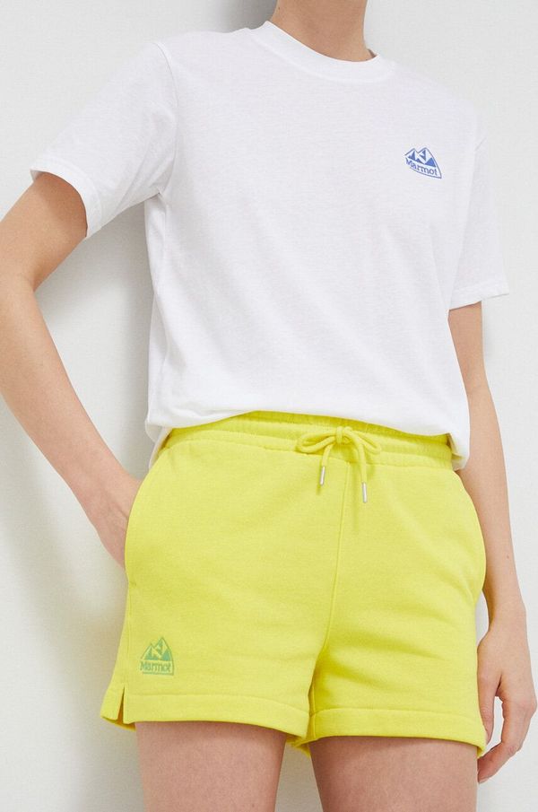 Marmot Kratke hlače Marmot za žene, boja: žuta, glatki materijal, visoki struk
