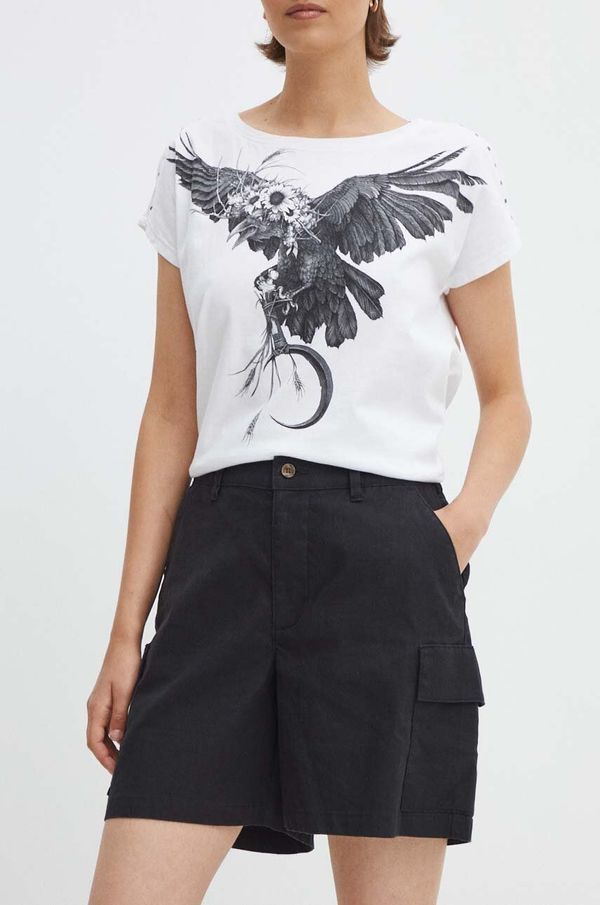 Medicine Kratke hlače Medicine za žene, boja: crna, bez uzorka, srednje visoki struk