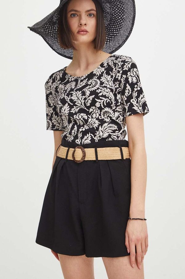 Medicine Kratke hlače Medicine za žene, boja: crna, bez uzorka, visoki struk